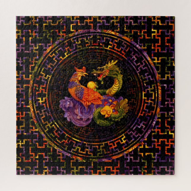 Phoenix and Dragon - in colour Jigsaw Puzzle (Vertical)
