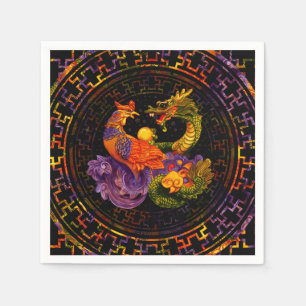 Phoenix and Dragon - in colour Napkin