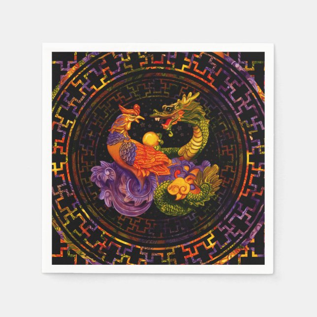 Phoenix and Dragon - in colour Napkin (Front)