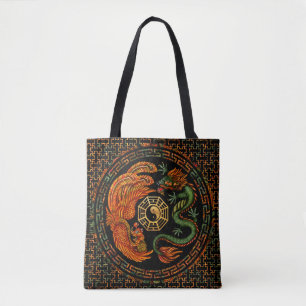 Phoenix and Dragon with bagua #2 Tote Bag