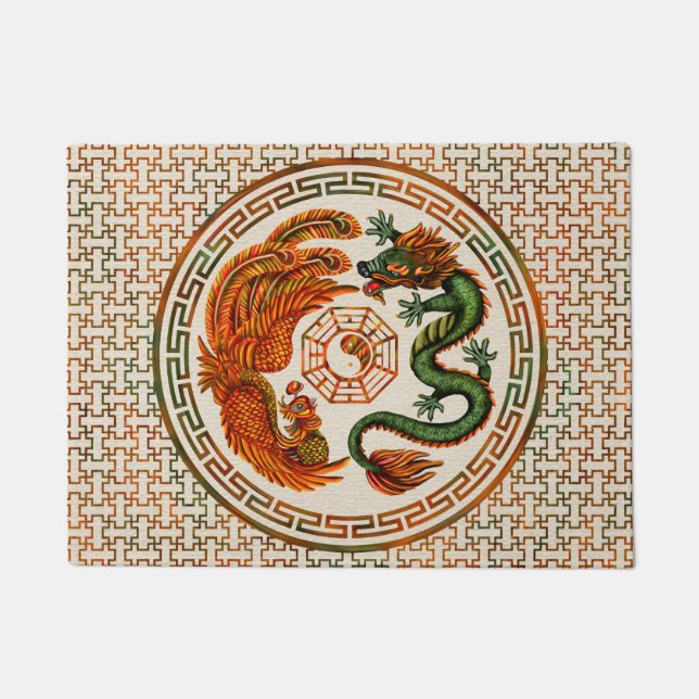 Phoenix and Dragon with bagua #3 Doormat (Front)