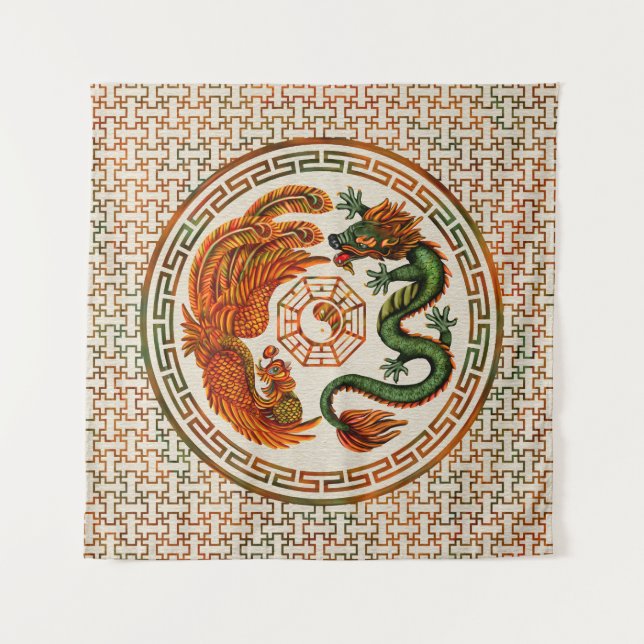 Phoenix and Dragon with bagua #3 Tapestry (Front)