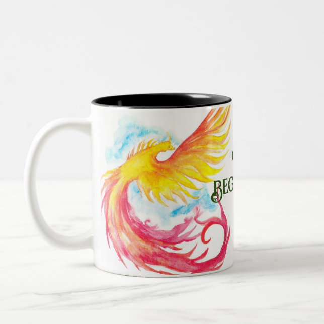 Phoenix and New Beginnings Two-Tone Coffee Mug (Left)