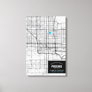 Phoenix, Arizona City Map + Mark Your Location Canvas Print