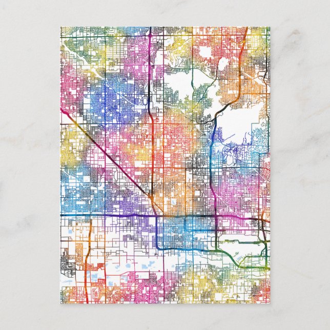 Phoenix Arizona City Map Postcard (Front)