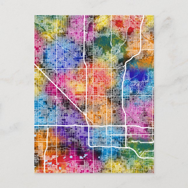 Phoenix Arizona City Map Postcard (Front)