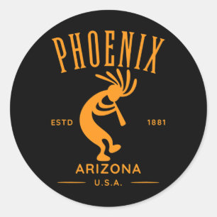 Phoenix Arizona Dancing Kokopelli Design  Classic Round Sticker