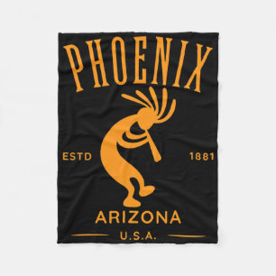 Phoenix Arizona Dancing Kokopelli Design Fleece Blanket