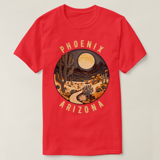 Phoenix Arizona Desert At Night Painting T-Shirt (Design Front)