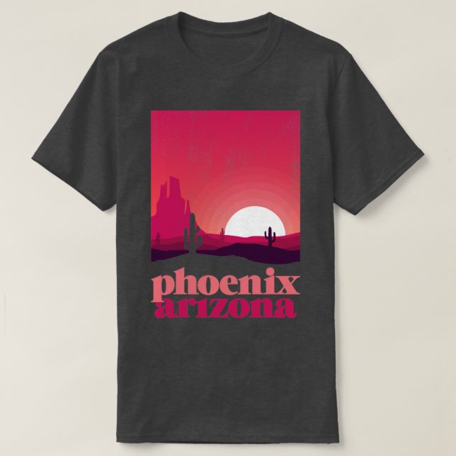Phoenix Arizona Desert Illustration Vintage Souven T-Shirt (Design Front)