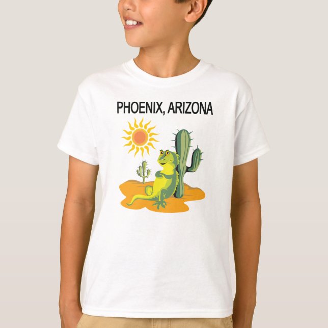 Phoenix Arizona Lizard in the Sun under a Saguaro T-Shirt (Front)