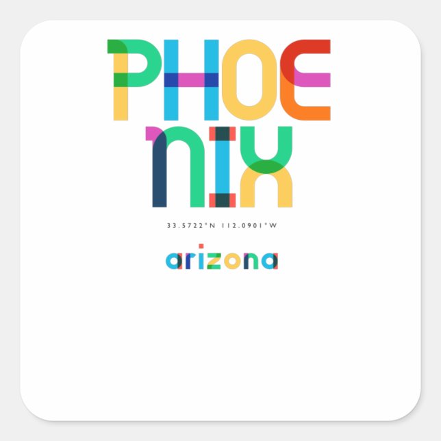 Phoenix Arizona Mid Century, Pop Art, Square Sticker (Front)
