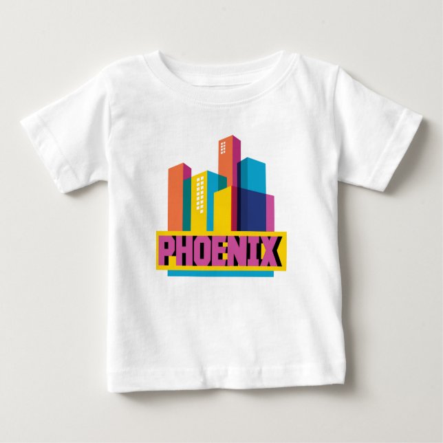 Phoenix, Arizona | Neon Skyline Baby T-Shirt (Front)
