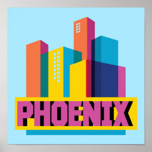 Phoenix, Arizona   Neon Skyline Poster