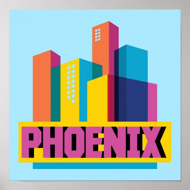 Phoenix, Arizona | Neon Skyline Poster (Front)