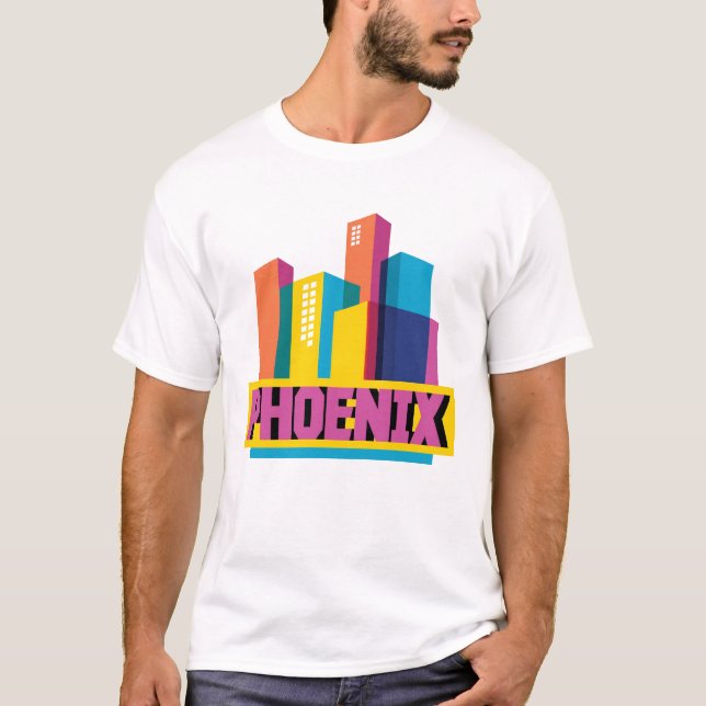 Phoenix, Arizona | Neon Skyline T-Shirt (Front)
