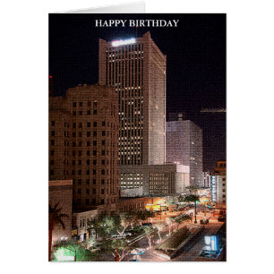 Phoenix Arizona Night Skyline Birthday Greeting