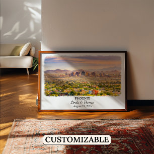 Phoenix Arizona Poster, Watercolor, Custom Poster