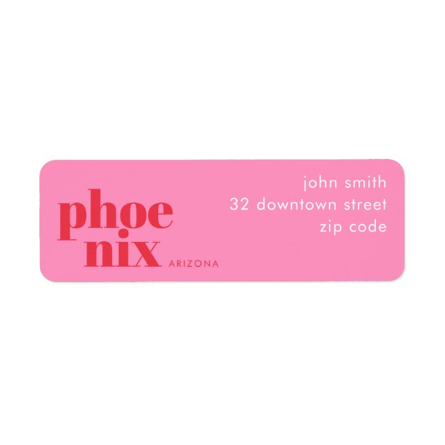 Phoenix Arizona resident Address Label Return Address Label (Front)