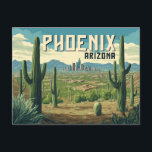 Phoenix Arizona - Retro Desert Cityscape Postcard<br><div class="desc">Capture the spirit of the Southwest with this vintage Phoenix travel poster. Featuring a retro-inspired design, this art print highlights the desert beauty and vibrant energy of Arizona's capital city. Perfect for travel enthusiasts, Phoenix locals, and fans of Southwestern decor, this poster is ideal for home, office, or gallery walls....</div>