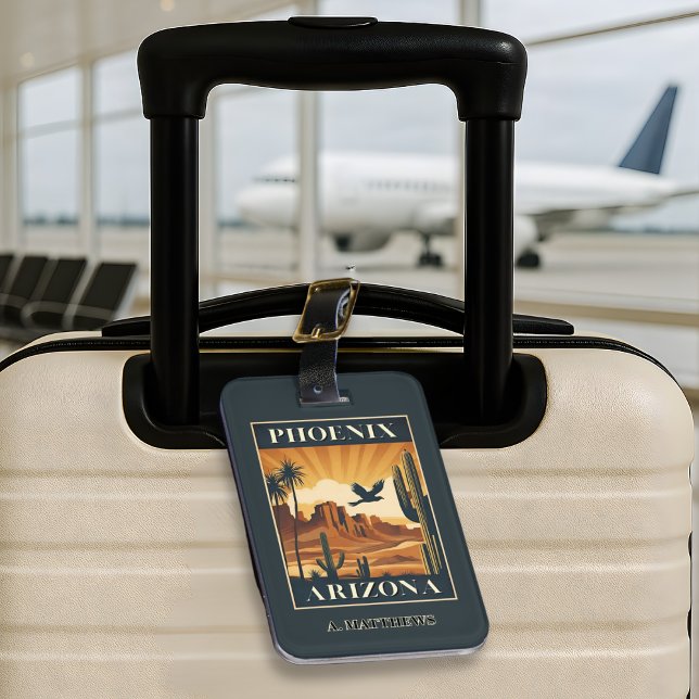 Phoenix Arizona Retro Travel Poster Custom Luggage Tag (Creator Uploaded)