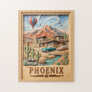 Phoenix Arizona Road Trip Vintage Travel Textured Jigsaw Puzzle