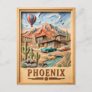 Phoenix Arizona Road Trip Vintage Travel Textured Postcard