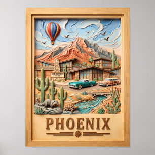 Phoenix Arizona Road Trip Vintage Travel Textured Poster