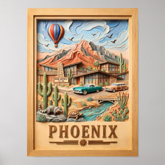 Phoenix Arizona Road Trip Vintage Travel Textured Poster