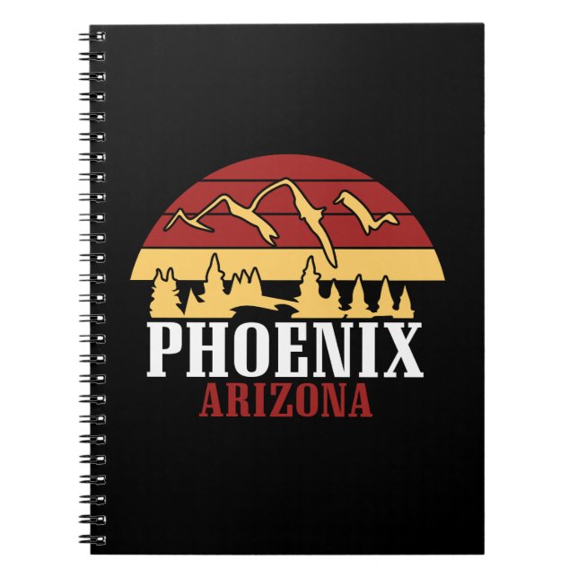 Phoenix Arizona Skyline Art Print Retro Sunset Notebook (Front)