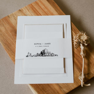 Phoenix Arizona Skyline Belly Band, 2"x11.5" Invitation Belly Band