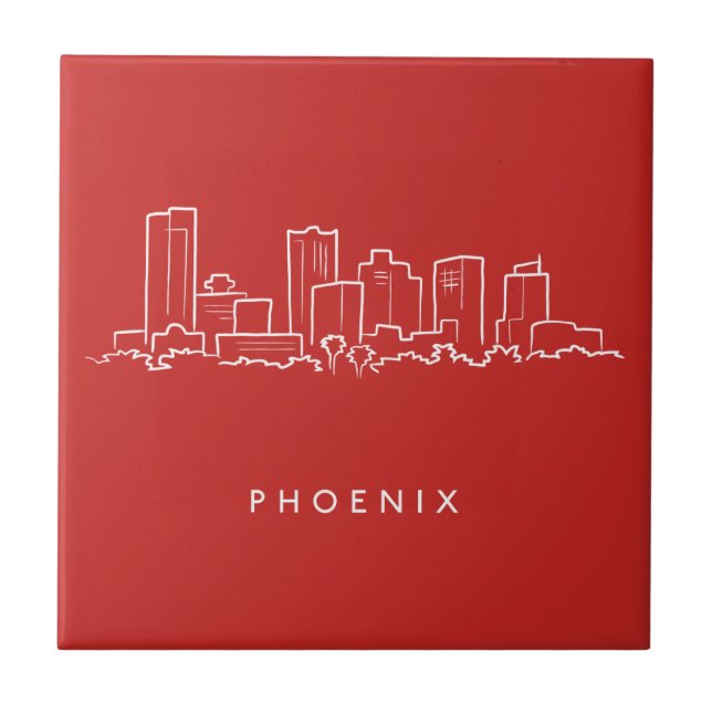 Phoenix Arizona Skyline Ceramic Tile (Front)