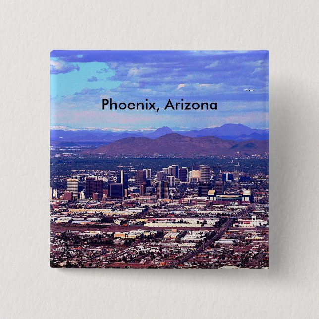 Phoenix Arizona Skyline in Daytime 15 Cm Square Badge (Front)