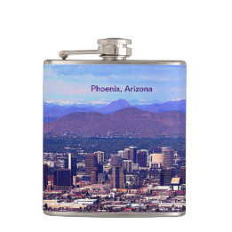 Phoenix Arizona Skyline in Daytime Hip Flask