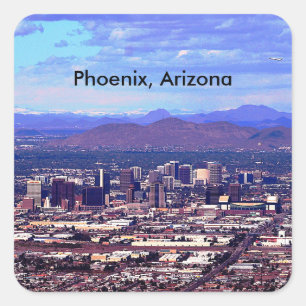 Phoenix Arizona Skyline in Daytime Square Sticker