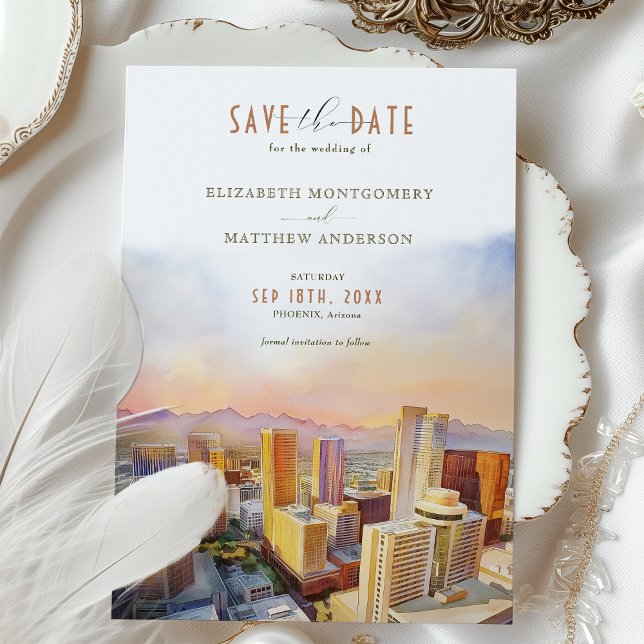 Phoenix Arizona Skyline Save the Date Invitation (Creator Uploaded)