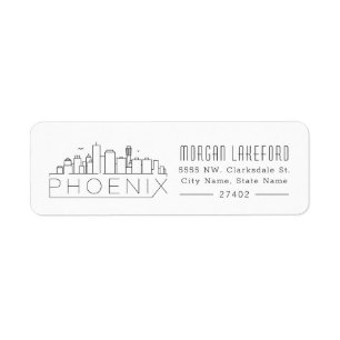 Phoenix, Arizona Stylized Skyline Return Address Label