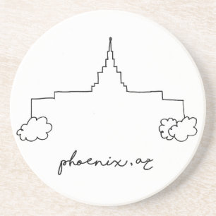phoenix arizona temple simple modern sketch coaster