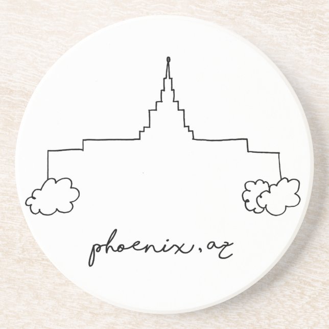 phoenix arizona temple simple modern sketch coaster (Front)