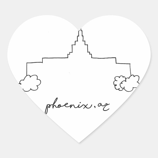 phoenix arizona temple simple modern sketch heart sticker (Front)