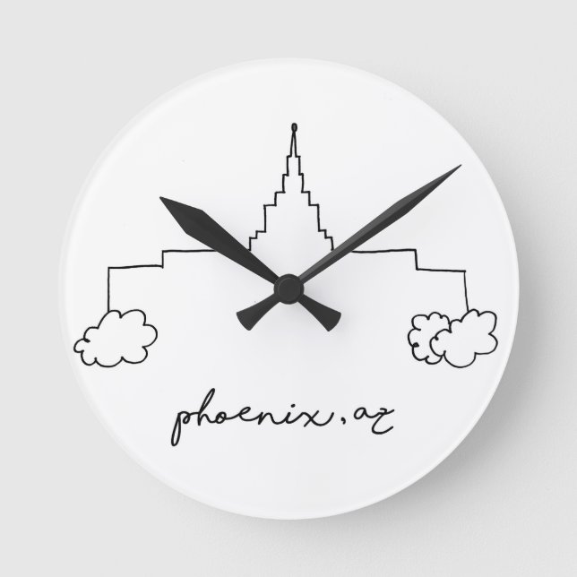 phoenix arizona temple simple modern sketch round clock (Front)