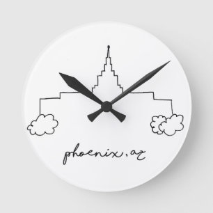 phoenix arizona temple simple modern sketch round clock