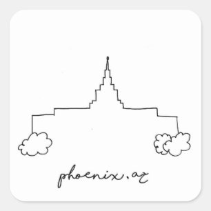 phoenix arizona temple simple modern sketch square sticker