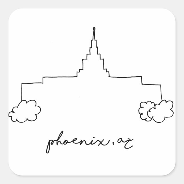 phoenix arizona temple simple modern sketch square sticker (Front)