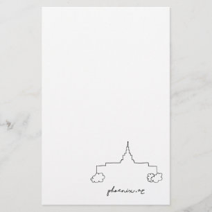 phoenix arizona temple simple modern sketch stationery