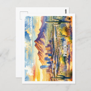 Phoenix Arizona USA Famous Place watercolor Postcard