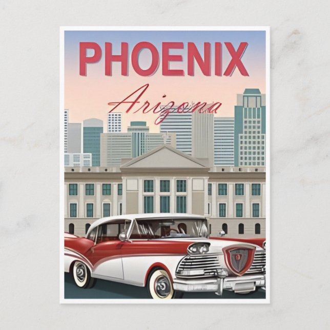 Phoenix Arizona Vintage Travel city cactus usa Postcard (Front)