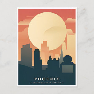 Phoenix Arizona Vintage Travel city cactus usa Postcard