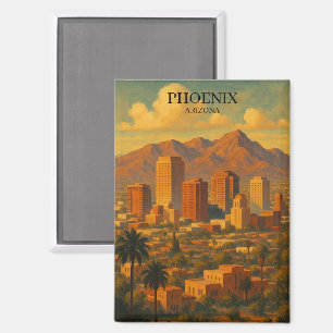 Phoenix Arizona Vintage Travel – Desert Skyline Magnet