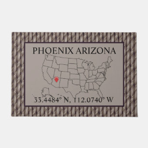 Phoenix Arizona You Are Here Map Faux Weave Doormat